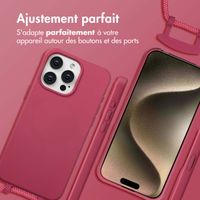 imoshion Coque arrière Color avec cordon amovible et MagSafe Apple iPhone 15 Pro Max - Raspberry