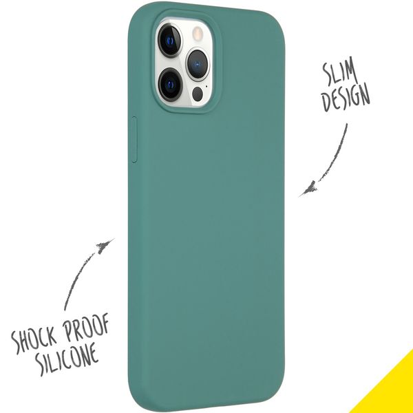 Accezz Coque Liquid Silicone iPhone 12 Pro Max - Vert foncé