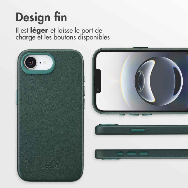 Accezz Coque arrière en cuir avec MagSafe Apple iPhone 16e - Cedar Green