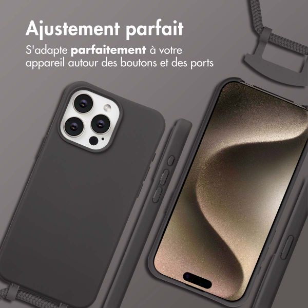 imoshion Coque arrière Color avec cordon amovible et MagSafe Apple iPhone 15 Pro Max - Black Coffee