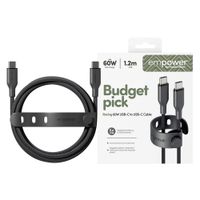 Empower by PanzerGlass Câble de recharge Racing USB-C vers USB-C - 60 W - 1.2 mètres - Space Black