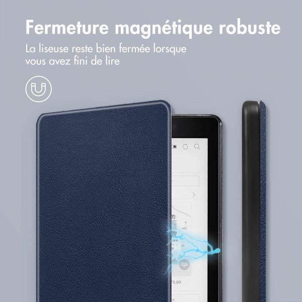 imoshion Étui de liseuse portefeuille Slim Hard Kobo Aura One - Bleu foncé