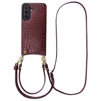 Selencia Coque de télephone Nova Croco avec cordon et porte-cartes Samsung Galaxy A57 (5G) - Burgundy