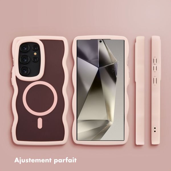 Selencia Coque arrière Wavy avec MagSafe Samsung Galaxy S24 Ultra - Soft Pink