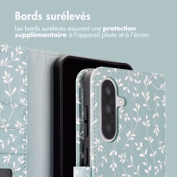 imoshion Étui de télephone portefeuille Design Samsung Galaxy A56 - Smoke Green Flowers