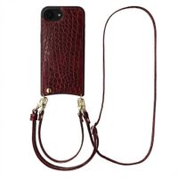 Selencia Coque de télephone Nova Croco avec cordon et porte-cartes Apple iPhone 17e / 16e - Choco Brown