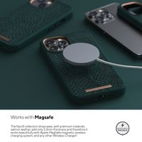 Njorð Collections Coque Salmon Leather MagSafe iPhone 13 - Dark Green