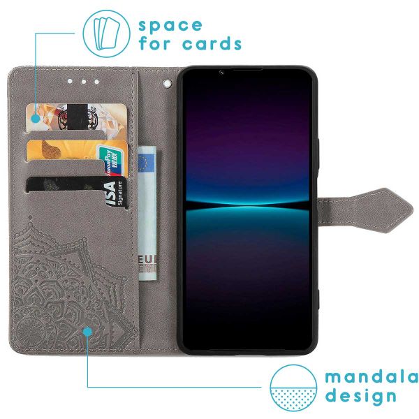 imoshion Etui de téléphone portefeuille Mandala Sony Xperia 1 IV - Gris