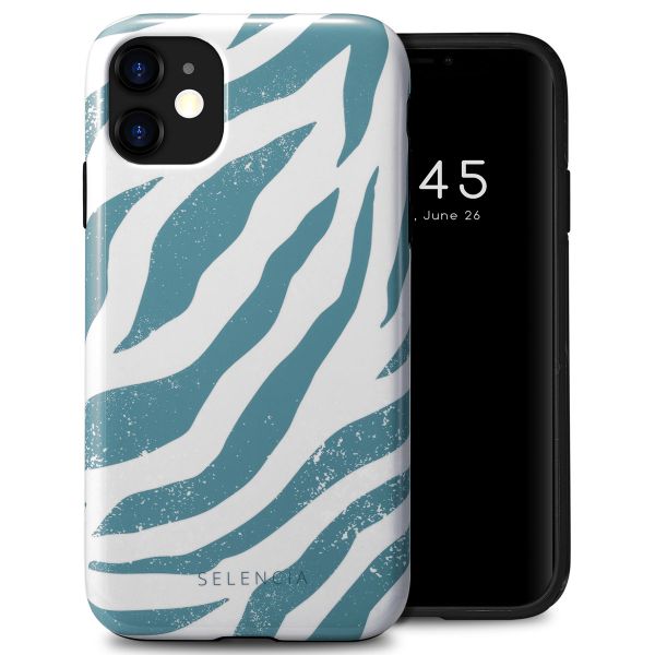 Selencia Coque arrière Vivid Apple iPhone 11 - Colorful Zebra Pine Blue