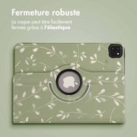 imoshion Coque tablette Design rotatif à 360° Apple iPad Pro 11 (2022 / 2021 / 2020 / 2018) - Green Flowers