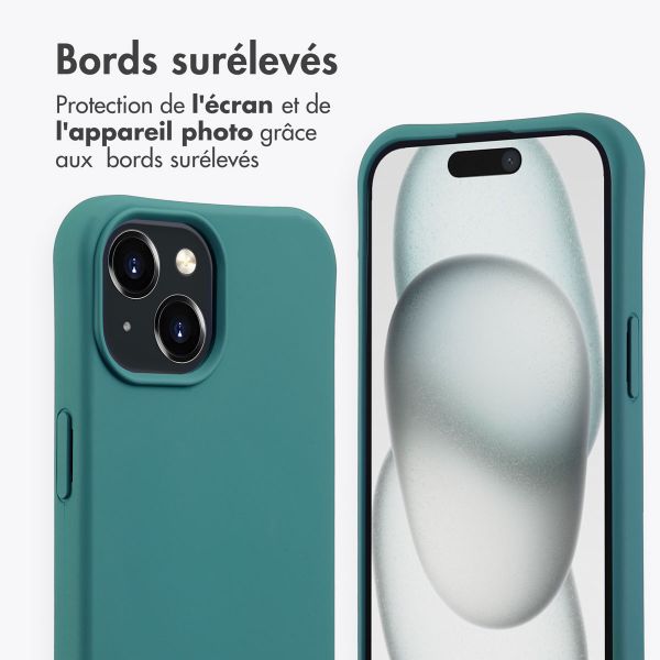 imoshion Coque arrière Color avec cordon amovible et MagSafe Apple iPhone 15 - Vert foncé