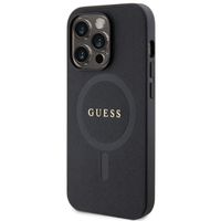 Guess Coque arrière Saffiano MagSafe iPhone 15 Pro Max - Noir