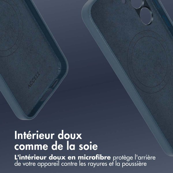 Accezz Coque arrière en cuir avec MagSafe Samsung Galaxy S24 - Nightfall Blue