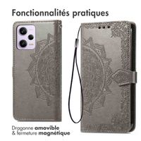 imoshion Etui de téléphone portefeuille Mandala Xiaomi Redmi Note 12 Pro - Gris