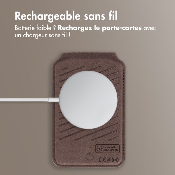 Accezz Portefeuille en cuir magnétique avec support - Compatible avec Apple Find My - Coffee Brown