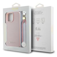 Guess Coque Grained MagSafe avec Flower Charm Strap Apple iPhone 16 Pro Max - Rose