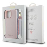 Guess Coque Grained MagSafe avec Flower Charm Strap iPhone 16 Pro Max - Rose