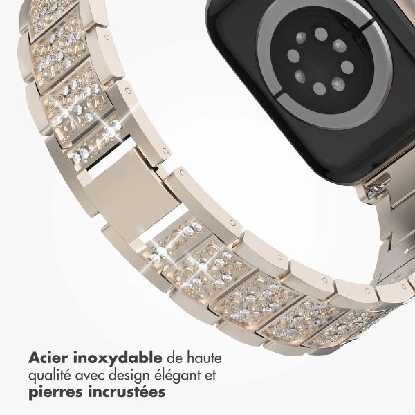 Selencia Bracelet à maillons scintillants Apple Watch Series 1 á 9 / SE (38/40/41 mm) | Series 10 (42 mm) - Champagne Or