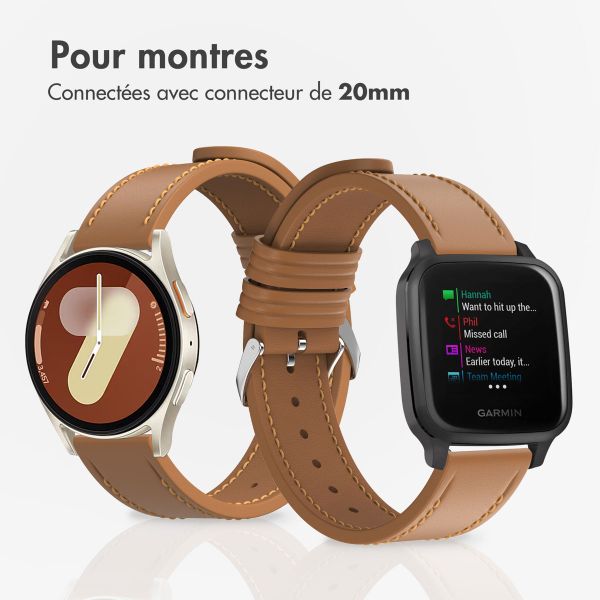 imoshion Bracelet en cuir moderne pour Samsung Galaxy Watch 7 (40/44 mm) - Marron