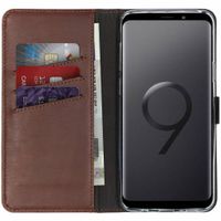 Selencia Étui portefeuille en cuir véritable Samsung Galaxy S9 Plus - Marron