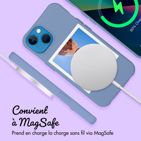 Coque de couleur personnalisée MagSafe avec cordon amovible et Polaroid iPhone 13 - Ash Blue