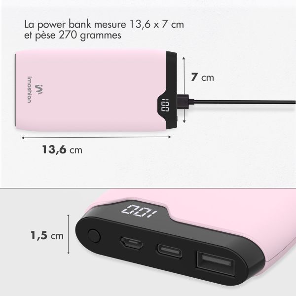 imoshion Batterie externe - 10.000 mAh - Quick Charge et Power Delivery - Rose