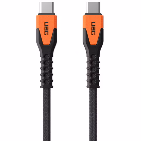 UAG Câble de charge USB-C vers USB-C avec cœur en Kevlar® - 1,5 mètre - Noir / Orange