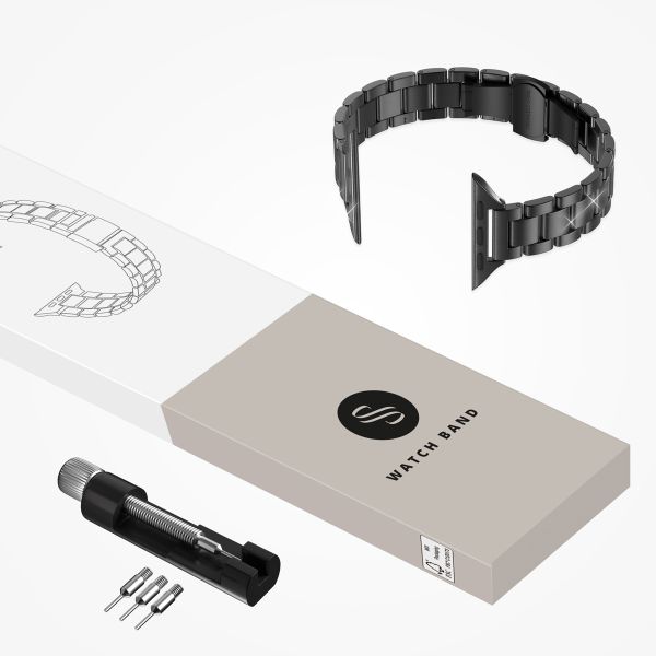 Selencia Bracelet à maillons fin en acier Apple Watch Series 1 t/m 9 / SE (38/40/41 mm) | Series 10 / 11 (42 mm) - Noir