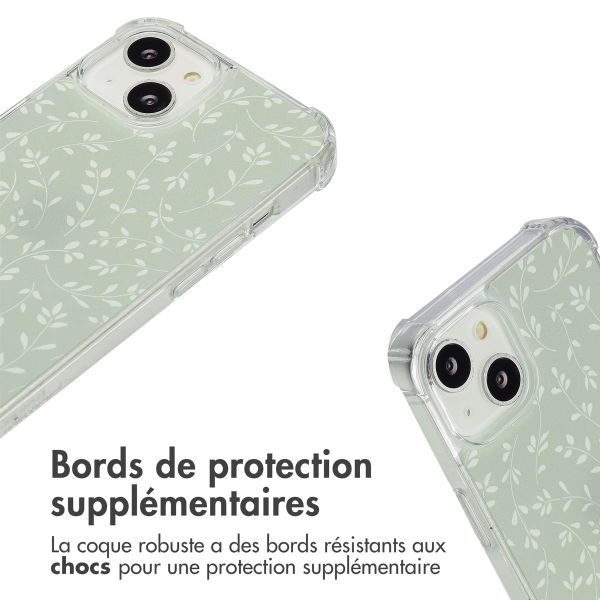 imoshion Coque Design avec cordon Apple iPhone 14 - Smoke Green Flowers