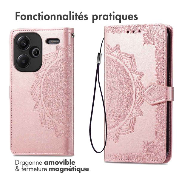 imoshion Etui de téléphone portefeuille Mandala Xiaomi Redmi Note 13 Pro Plus (5G) - Rose Dorée