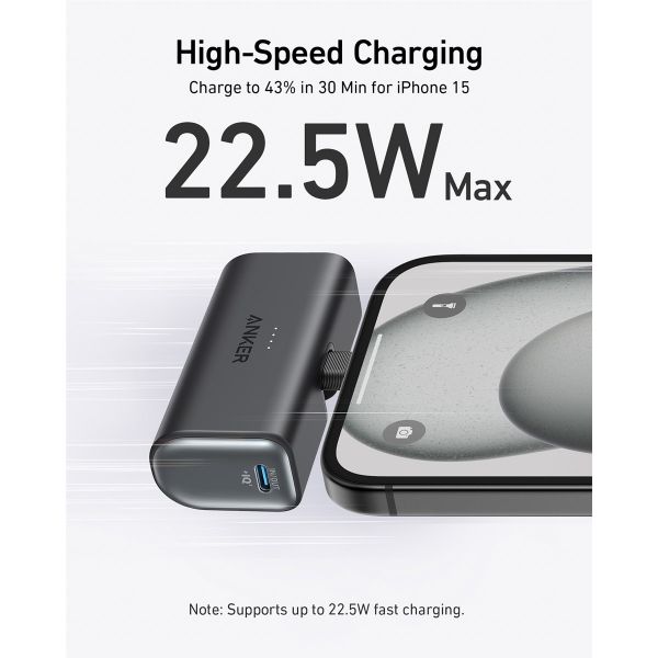 Anker Nano Powerbank avec connecteur USB-C intégré - 5.000 mAh - Noir