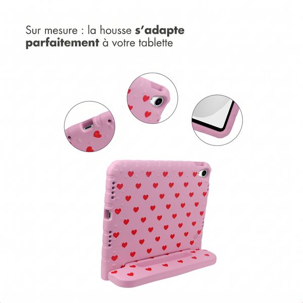 imoshion Coque arrière Kidsproof Design avec poignée Apple iPad 11 (2025) 11 pouces A16 / iPad 10 (2022) 10.9 pouces - Cœurs