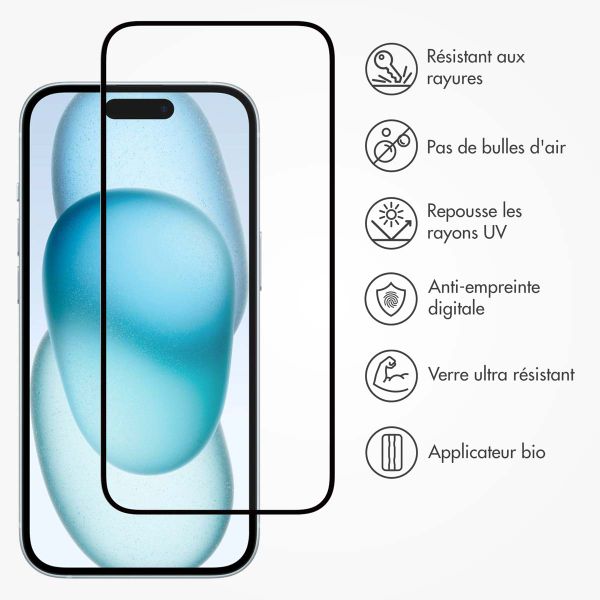 Accezz Protecteur d'écran intégral triple résistance avec applicateur iPhone 15 Plus - Transparent