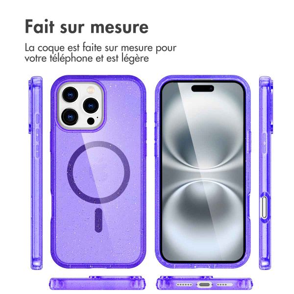 imoshion Coque Pailletée avec MagSafe Apple iPhone 16 Pro Max - Paillettes Violet