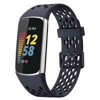 imoshion Bracelet de sport en silicone avec trous Fitbit Charge 5 / Charge 6 - Bleu Foncé