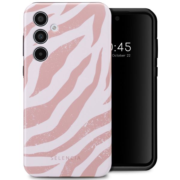 Selencia Coque arrière Vivid Tough Samsung Galaxy A35 - Colorful Zebra Old Pink