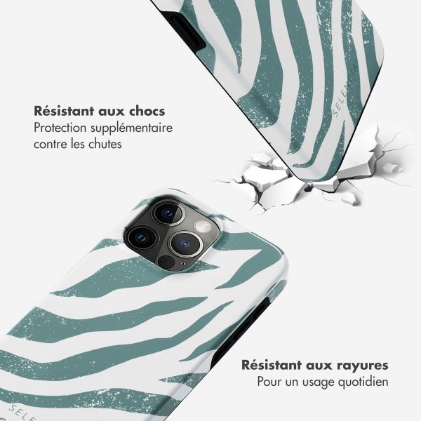 Selencia Coque arrière Vivid Apple iPhone 15 Pro Max - Colorful Zebra Pine Blue