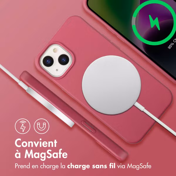 imoshion Coque arrière Color avec cordon amovible et MagSafe Apple iPhone 14 - Raspberry