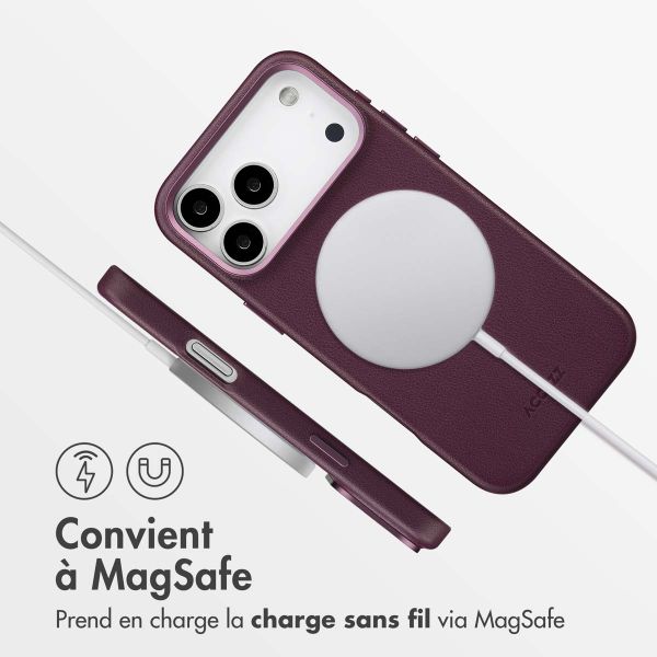 Accezz Coque arrière en cuir avec MagSafe Apple iPhone 17 Pro Max - Heath Purple