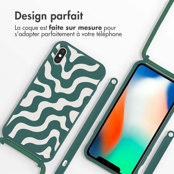 imoshion Coque design en silicone avec cordon Apple iPhone X / Xs - Petrol Green Groovy