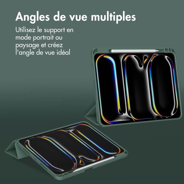 Accezz Coque tablette portefeuille Smart Silicone Apple iPad Pro 13 (2025) M5 / (2024) M4 - Vert foncé