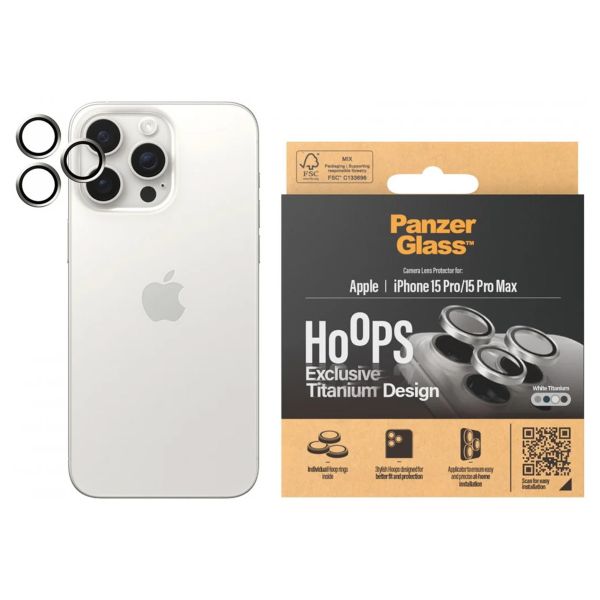 PanzerGlass Protection Caméra Hoop Optic Rings iPhone 15 Pro / 15 Pro Max - White Titanium