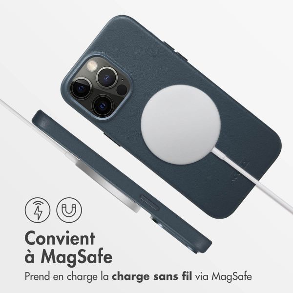 Accezz Coque arrière en cuir avec MagSafe Apple iPhone 14 Pro Max - Nightfall Blue