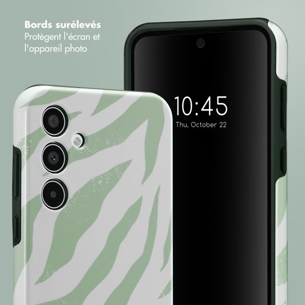 Selencia Coque arrière Vivid Tough Samsung Galaxy A35 - Colorful Zebra Sage Green