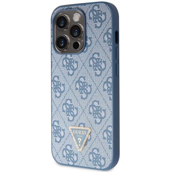 Guess Coque 4G Logo Triangle Strass Apple iPhone 15 Pro - Bleu