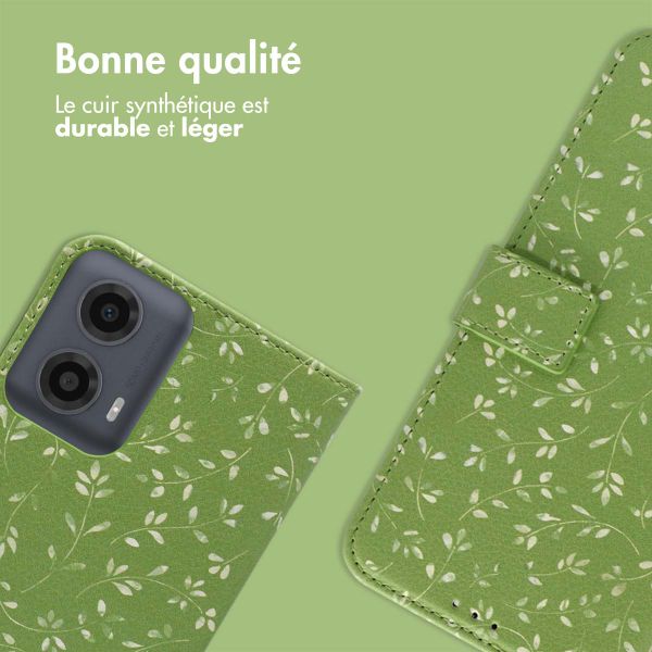 imoshion Étui de télephone portefeuille Design Motorola Moto G34 - Green Flowers