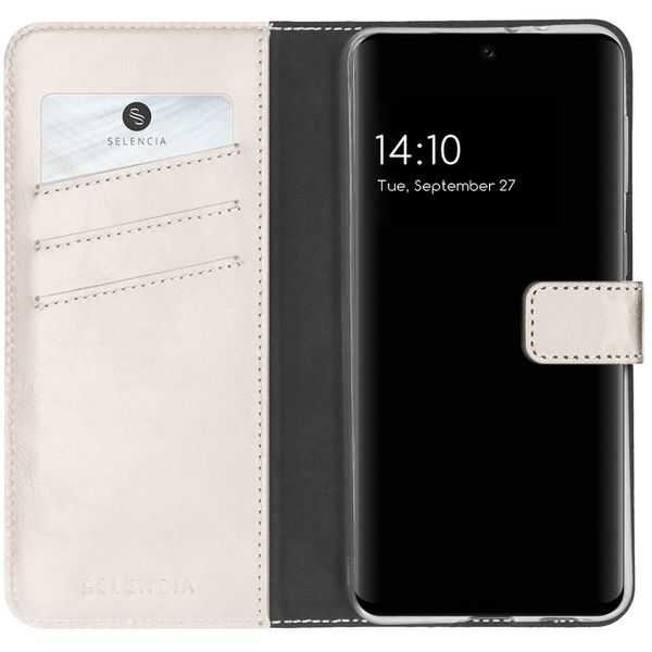 Selencia Étui de téléphone portefeuille en cuir véritable A32 (5G) - Gris