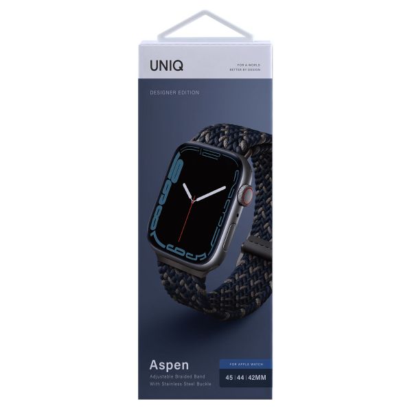 Uniq Aspen Designer Edition Bracelet Tressé Apple Watch Series 1 á 10 / SE / Ultra (2) (44/45/46/49 mm) - Obsidian Blue