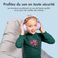 imoshion Casque sans fil pour enfants LED Light Cat Ear - Limiteur de décibels - Avec câble AUX - Lavender Lilac