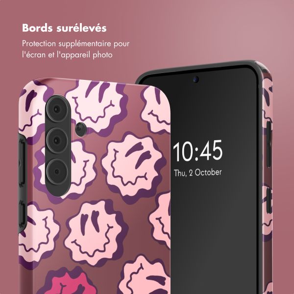 Selencia Coque arrière Vivid Samsung Galaxy A55 - Wavy Smiley Pink